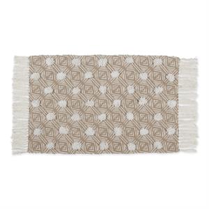 stone diamond printed off-white hand-loomed cotton shag rug 2x3 ft