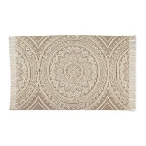 stone printed natural hand-loomed 100 percent cotton shag rug 4x6 ft