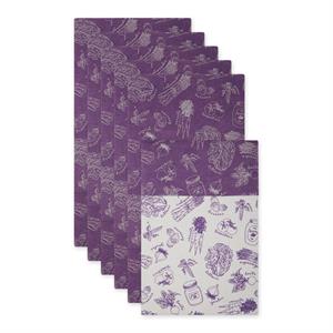 eggplant purple market print fridge fabric liner 12x24  (set of 6)