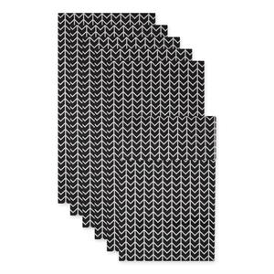 black herringbone print fridge fabric liner 12x24  (set of 6)