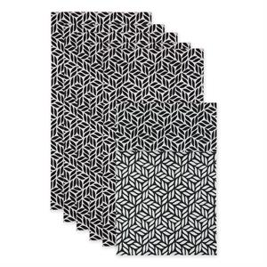 black abstract leaf print fridge fabric liner 12x24  (set of 6)