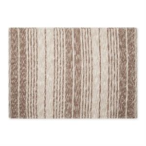 variegated leather brown stripe handwoven recycled cotton yarn rug 2x3 ft