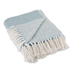 storm blue cotton woven throw 50x60 with 3
