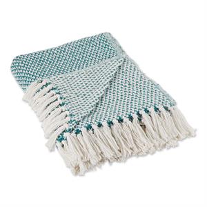 teal blue cotton woven throw 50x60 with 3