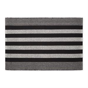 black cabana stripe handwoven recycled yarn rug 2x3 ft