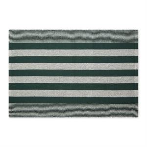 hunter green cabana stripe handwoven recycled yarn rug 2x3 ft