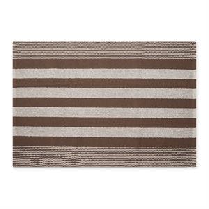 leather brown cabana stripe handwoven recycled yarn rug 2x3 ft