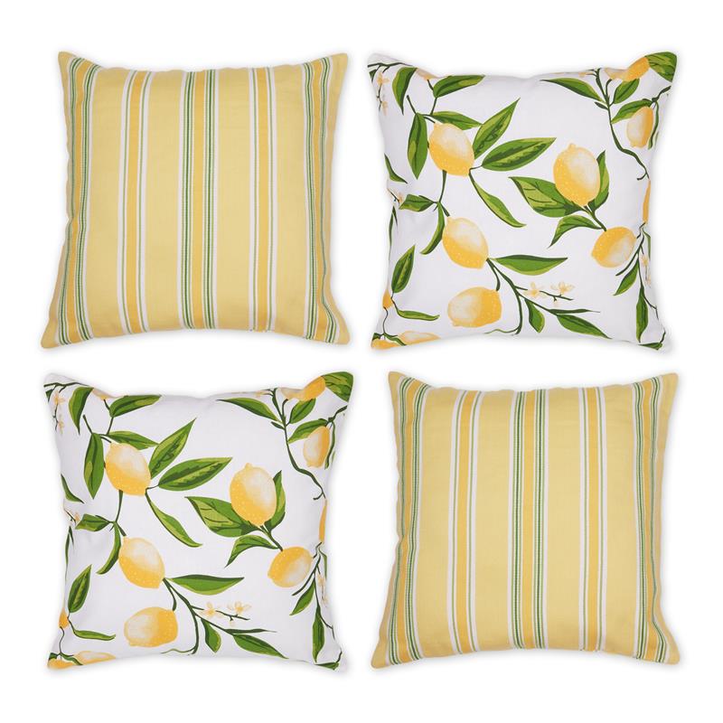 Lemon Bliss Print Outdoor Pillow Cover 18x18 (Set of 2) 