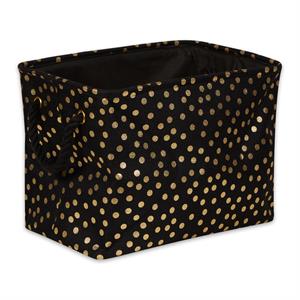 polyester bin  dots gold-black rectangle medium 16x10x12