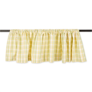 lemon fresh natural multi-color plaid cotton window valance 72x14