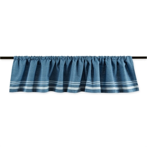 blue and white chambray french stripe cotton window valance 72x14