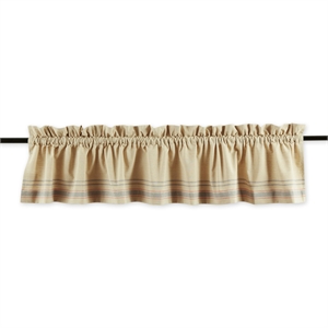tan and gray french stripe natural texture window cotton valance 72x14