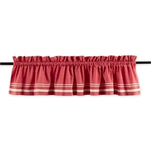 red and white chambray french stripe cotton fabric window valance 72x14