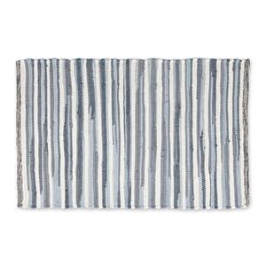 stonewash blue slim stripe cotton chindi rug multi-color cotton 2x3ft