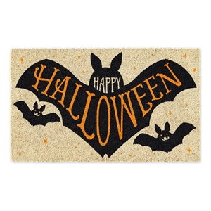 multi-color happy halloween bat coir doormat 17x29