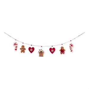 multi-color fabric gingerbread house garland 59 inches