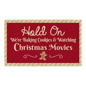 multi-color cookies and christmas movies coir doormat 17x29