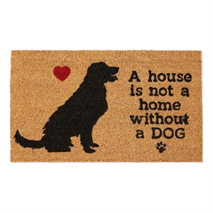 not a home without a dog doormat 17x29 coir front tan and black non-slip back