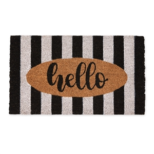 hello cabana black and white stripes doormat 17x29 inch coir and pvc