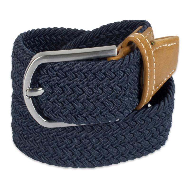 E-Living Store Modern Braided Elastic and Metal Mens Woven M Belt in Navy