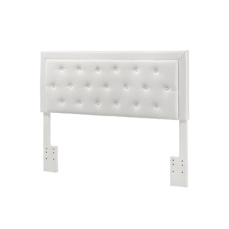 White Faux Leather Headboard With Tufts, White Leather Headboard Full