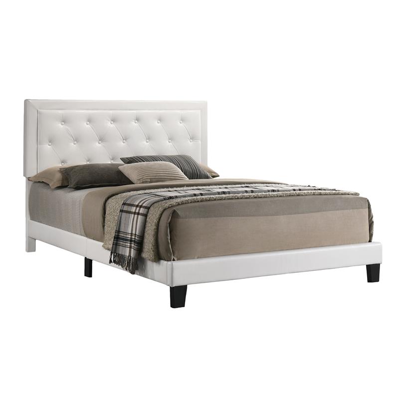 White Faux Leather Panel Bed With, Faux Leather Panel Headboard