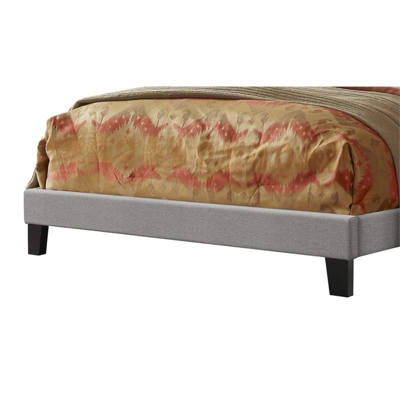 Tufted Smoke Gray Linen Headboard and Panel Bed Frame in Full