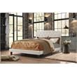 Tufted Fog-Beige Linen Fabric Headboard and Panel Bed Frame in Twin