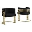 Black Velvet Accent Barrel Leisure Chair with Gold Chrome Legs