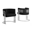 Black Velvet Accent Barrel Leisure Chair with Silver Chrome Legs