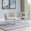Beige Cream Velvet Accent Barrel Leisure Chair with Silver Chrome Legs