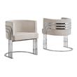 Beige Cream Velvet Accent Barrel Leisure Chair with Silver Chrome Legs