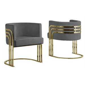 dark gray velvet accent barrel leisure chair with gold chrome legs