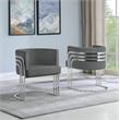 Dark Gray Velvet Accent Barrel Leisure Chair with Silver Chrome Legs