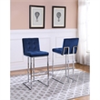 Barstools with Tufted Seats in Teal Blue Velvet and Chrome Legs (Set of 2)