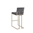 Barstools with Tufted Seats in Dark Gray Velvet and Gold Chrome Legs (Set of 2)