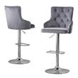 Adjustable Bar Stools with Dark Gray Velvet and Tufted Seats (Set of 2)