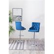 Adjustable Bar Stools with Navy Blue Velvet and Tufted Seats (Set of 2)