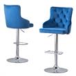 Adjustable Bar Stools with Navy Blue Velvet and Tufted Seats (Set of 2)