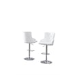 Adjustable Bar Stools with White Faux Leather and Tufted Seats (Set of 2)