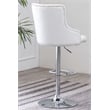 Adjustable Bar Stools with White Faux Leather and Tufted Seats (Set of 2)