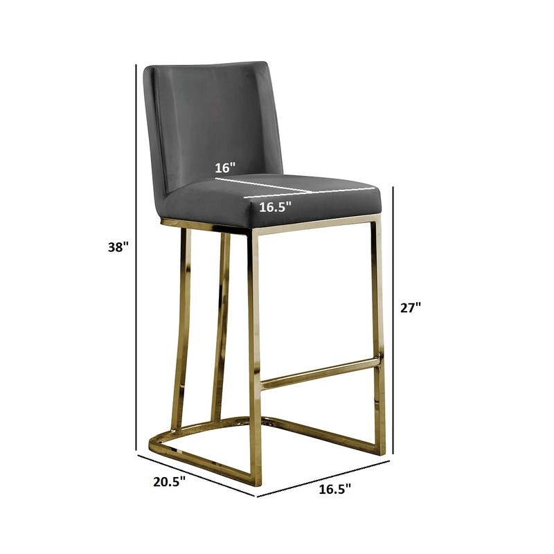 Velvet Counter Height Chairs in Navy Blue Velvet and Gold Chrome (Set of 2)