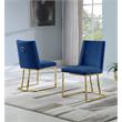 Double Minimalistic Navy Blue Velvet Side Chairs with Gold Chrome Legs