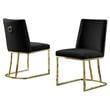 Double Minimalistic Black Velvet Side Chairs with Gold Chrome Legs