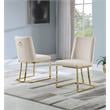 Double Minimalistic Cream Velvet Side Chairs with Gold Chrome Legs