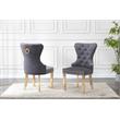 Double Tufted Gray Velvet Side Chairs with Gold Stainless Steel Legs