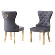 Double Tufted Gray Velvet Side Chairs with Gold Stainless Steel Legs