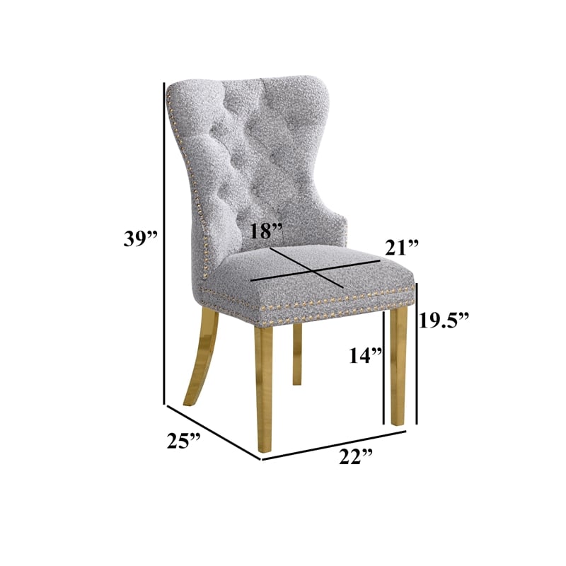 Double Tufted Black Velvet Side Chairs with Gold Stainless Steel Legs