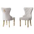 Double Tufted Cream Velvet Side Chairs with Gold Stainless Steel Legs