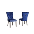 Modern Rustic Side Chairs in Navy Blue Velvet and Tufted Seats (Set of 2)